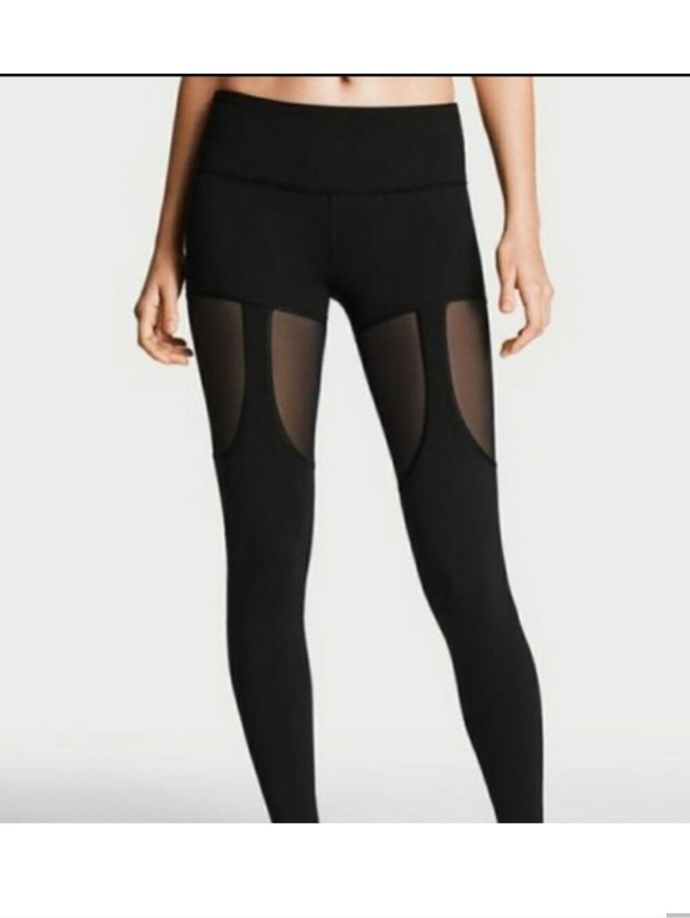 Victoria's Secret Black High-Waist Leggings with Mesh Panels